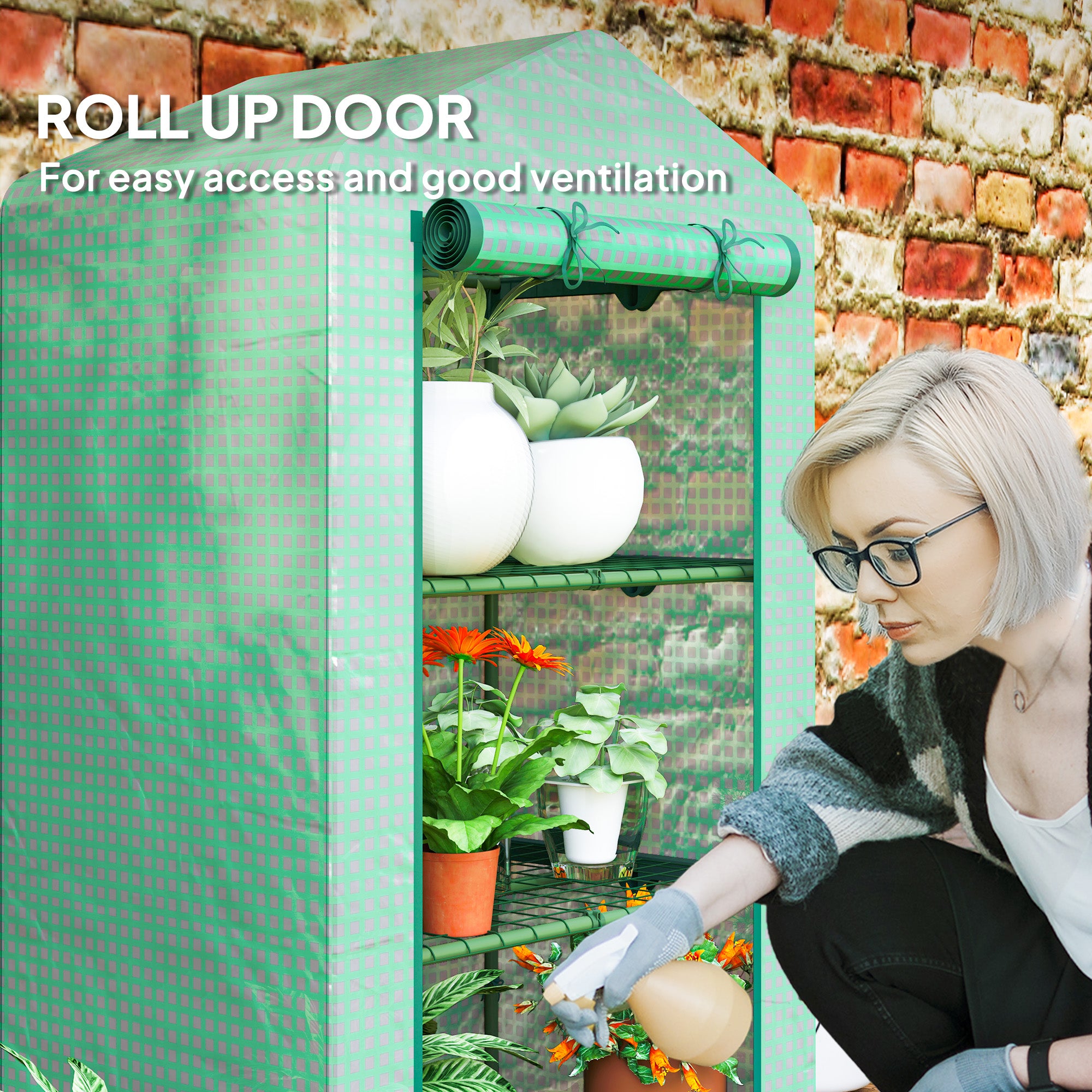 3 Tier Mini Greenhouse, Portable Flower Stand with Shelf Clips, Indoor Greenhouse with Steel Frame, Green Greenhouses at Gallery Canada
