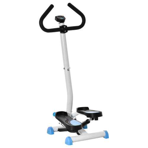 Twist Stepper Exercise Machine with Adjustable Height and Resistance, LCD Screen - White&;Blue