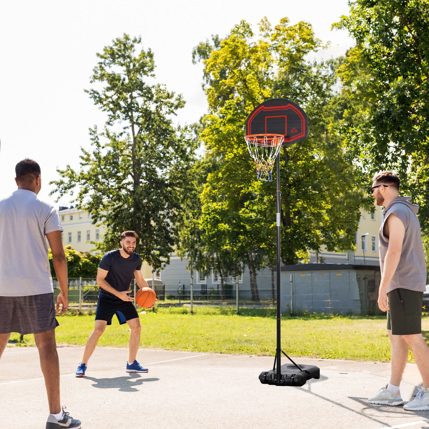 7-8.5ft Basketball Hoop, Freestanding Basketball System with 27.5" Shatterproof Backboard and Wheels, Black Basketball Multi Colour  at Gallery Canada