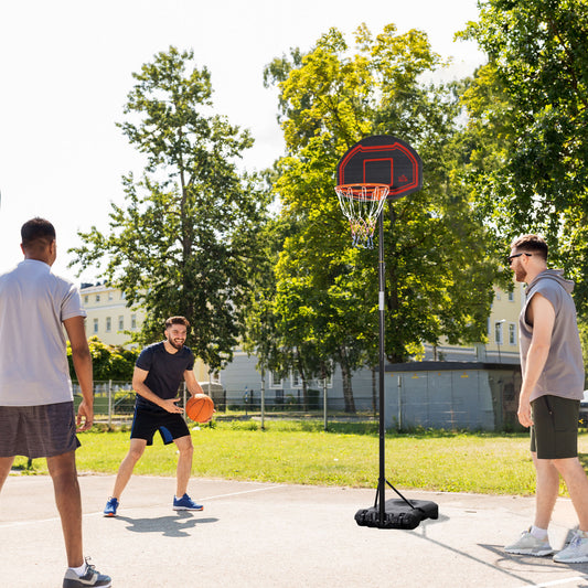 7-8.5ft Basketball Hoop, Freestanding Basketball System with 27.5" Shatterproof Backboard and Wheels, Black Basketball   at Gallery Canada