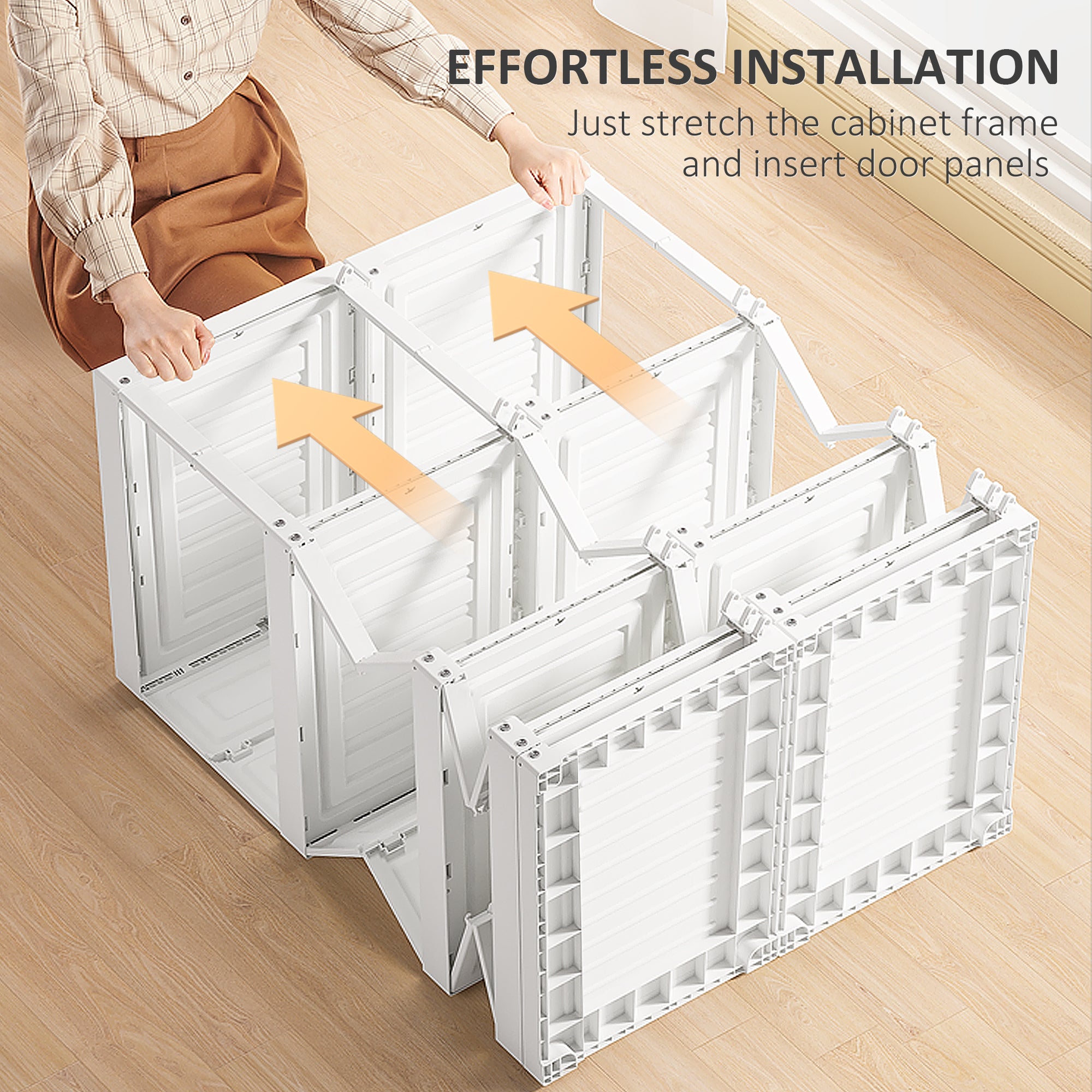 Portable Wardrobe Closet, Folding Bedroom Wardrobe, Clothes Storage Organizer with Cube Compartments, White Clothing Storage at Gallery Canada