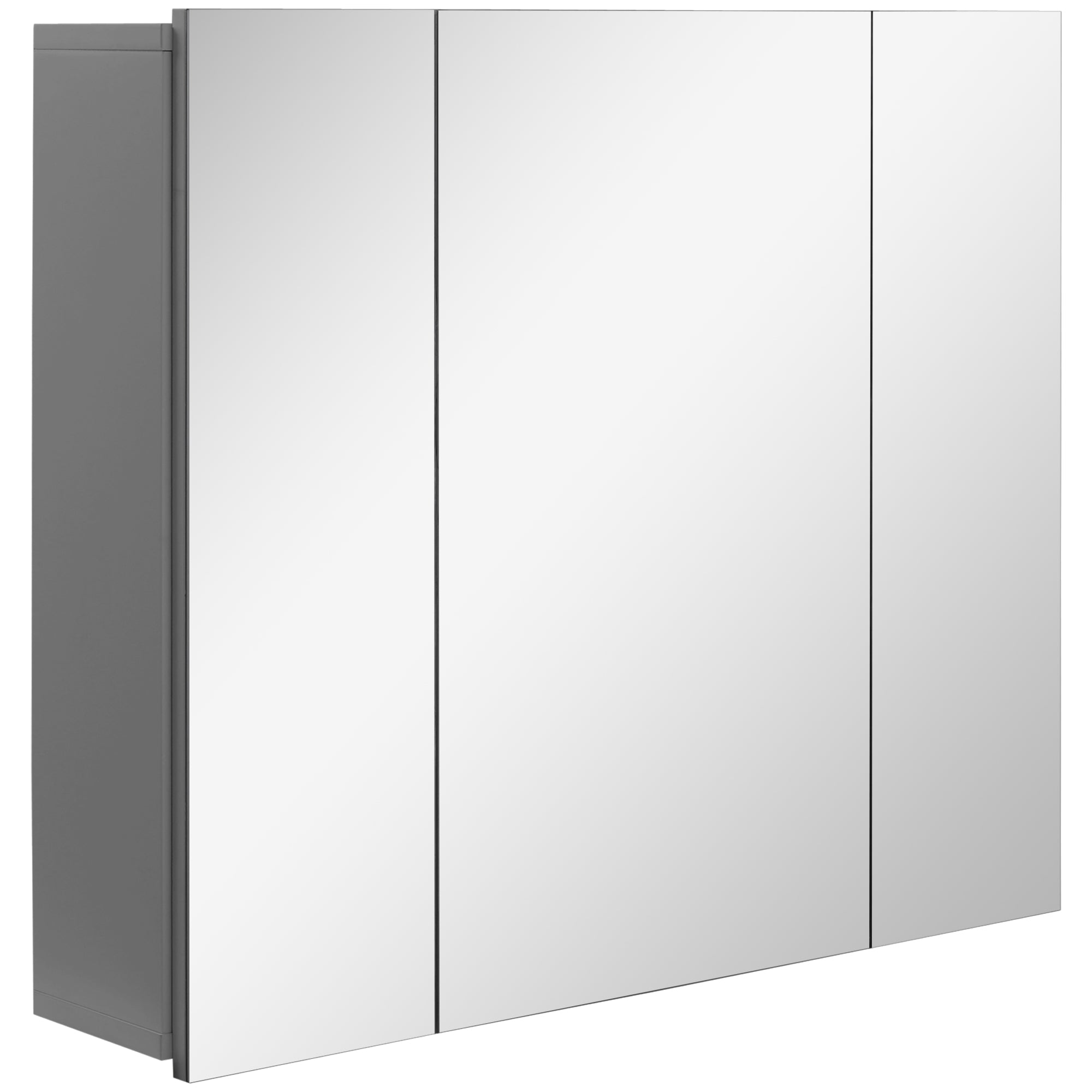 Wall Mounted Mirror Cabinet, Bathroom Medicine Cabinet with Mirror, 3 Doors and Adjustable Shelves, Gray Mirror Medicine Cabinets   at Gallery Canada