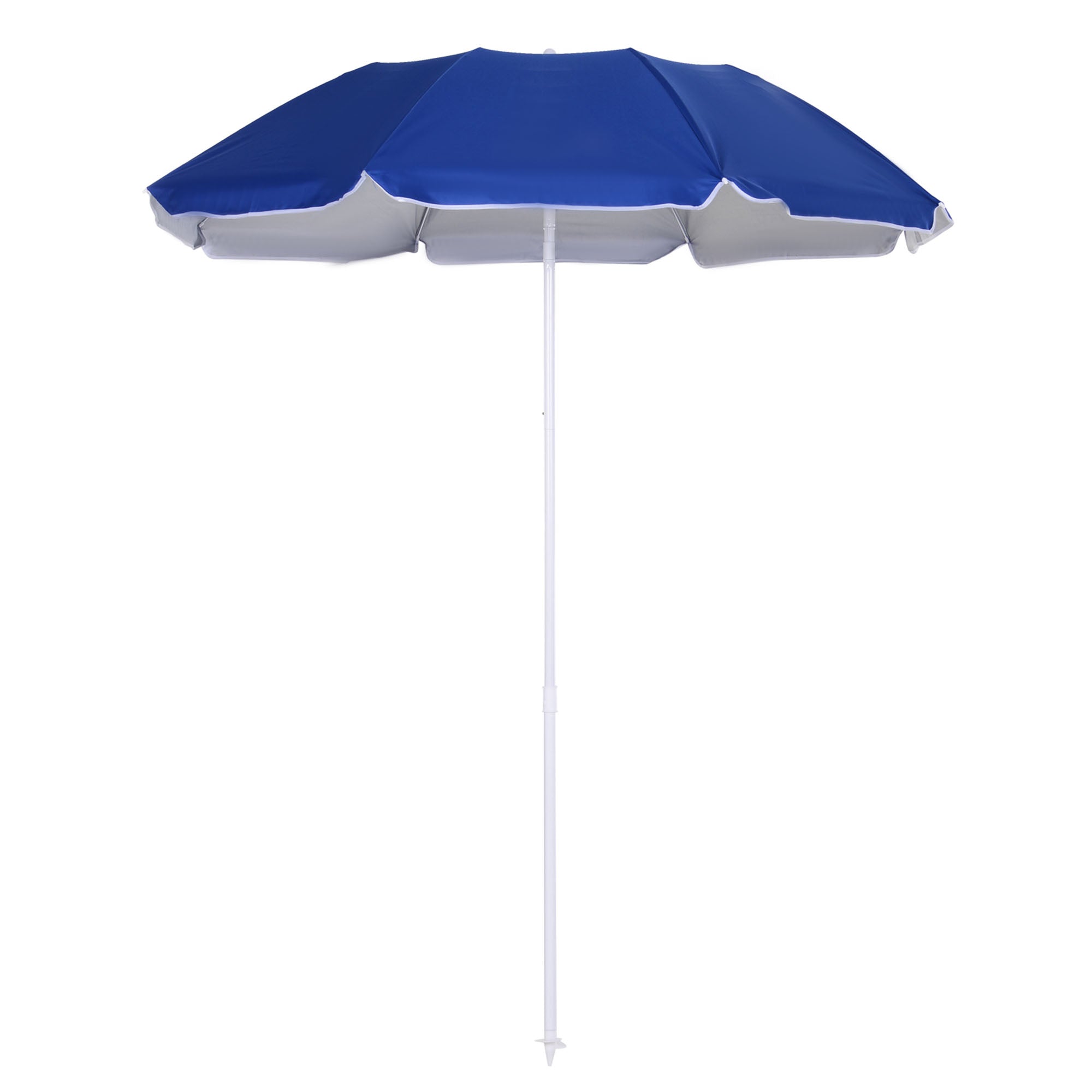 6.7ft Beach Umbrella with Push Button Tilt, Ruffled Outdoor Umbrella with Carry Bag and 8 Ribs, Blue Beach Umbrellas Blue at Gallery Canada