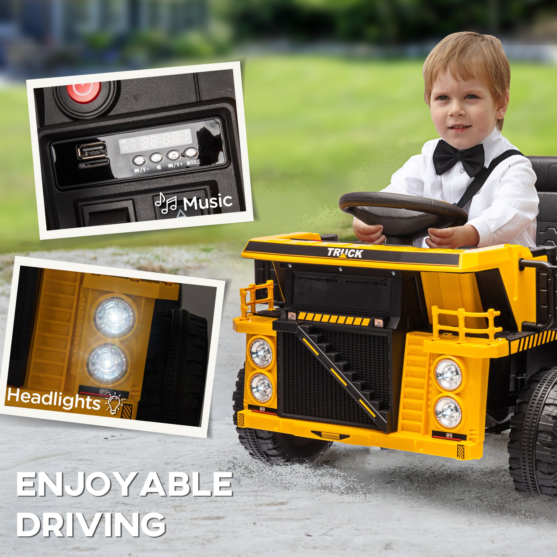 12V Kids Ride On Dump Truck Construction Vehicle w/ Electric Dump Bed, Shovel, Spring Suspension Wheels Kids Ride On Excavators   at Gallery Canada