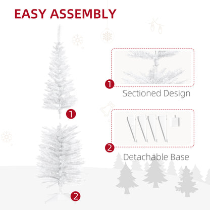 5FT Artificial Christmas Tree, Pencil Christmas Tree with Realistic Branches, Stable Stand, White Pencil Christmas Trees   at Gallery Canada