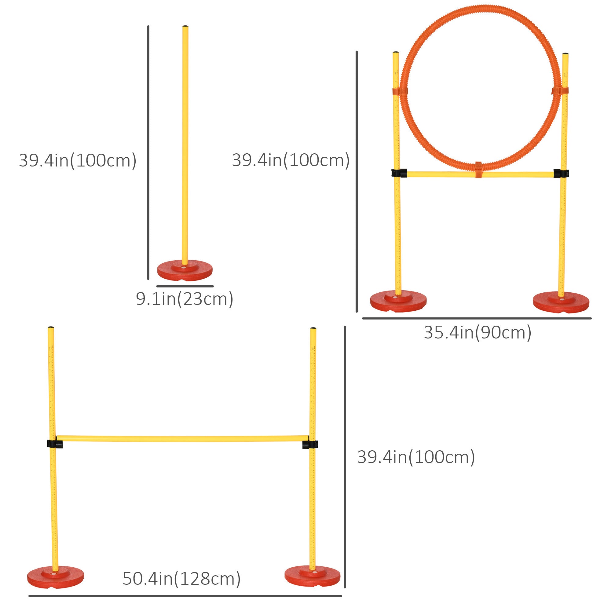 3PCs Portable Pet Agility Training Obstacle Set for Dogs w/ Adjustable Weave Pole, Jumping Ring, Adjustable High Jump Dog Agility Training Equipment at Gallery Canada