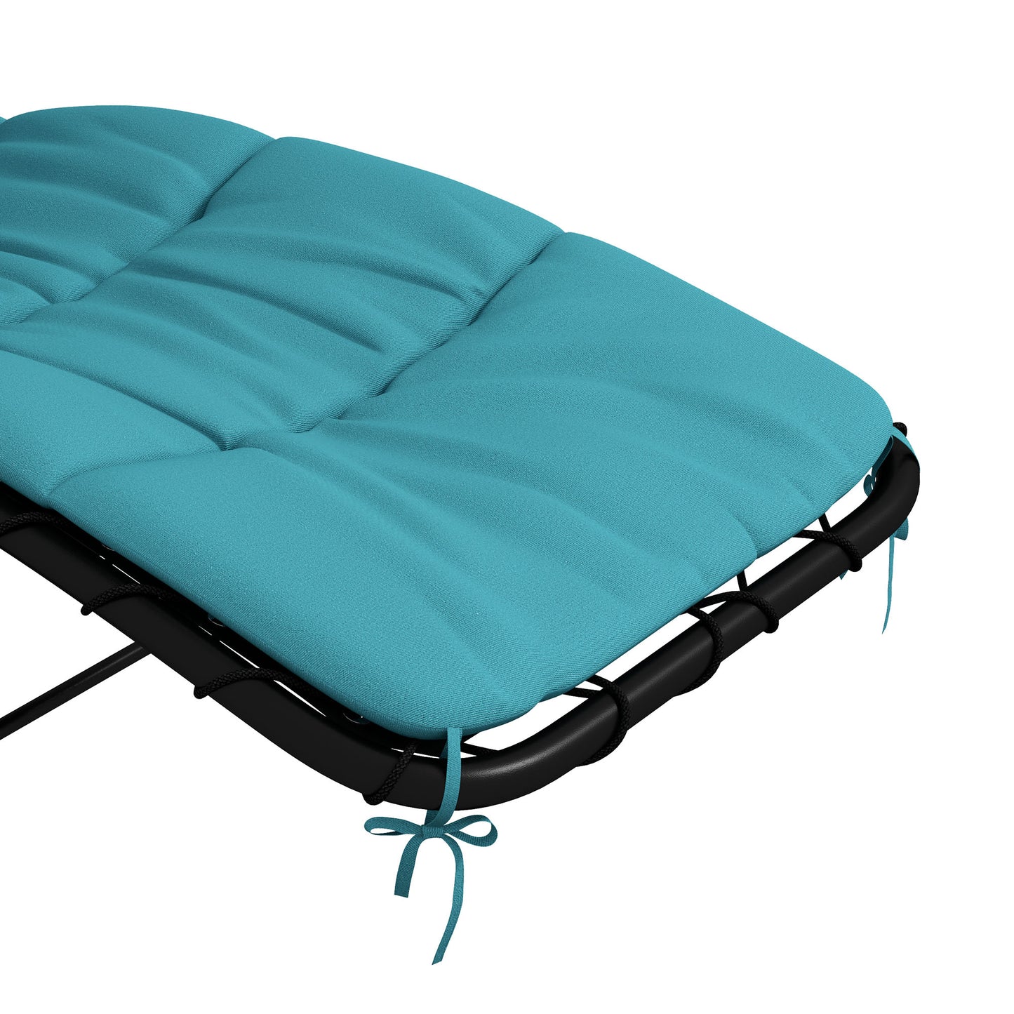 Tanning Chair with Sunshade Roof, Rocking Base, Cushion, Headrest, Turquoise Lounger Chairs   at Gallery Canada