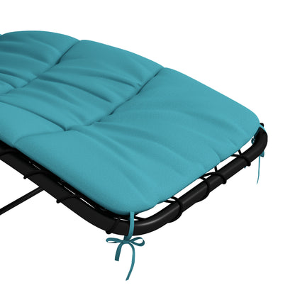 Tanning Chair with Sunshade Roof, Rocking Base, Cushion, Headrest, Turquoise Lounger Chairs   at Gallery Canada