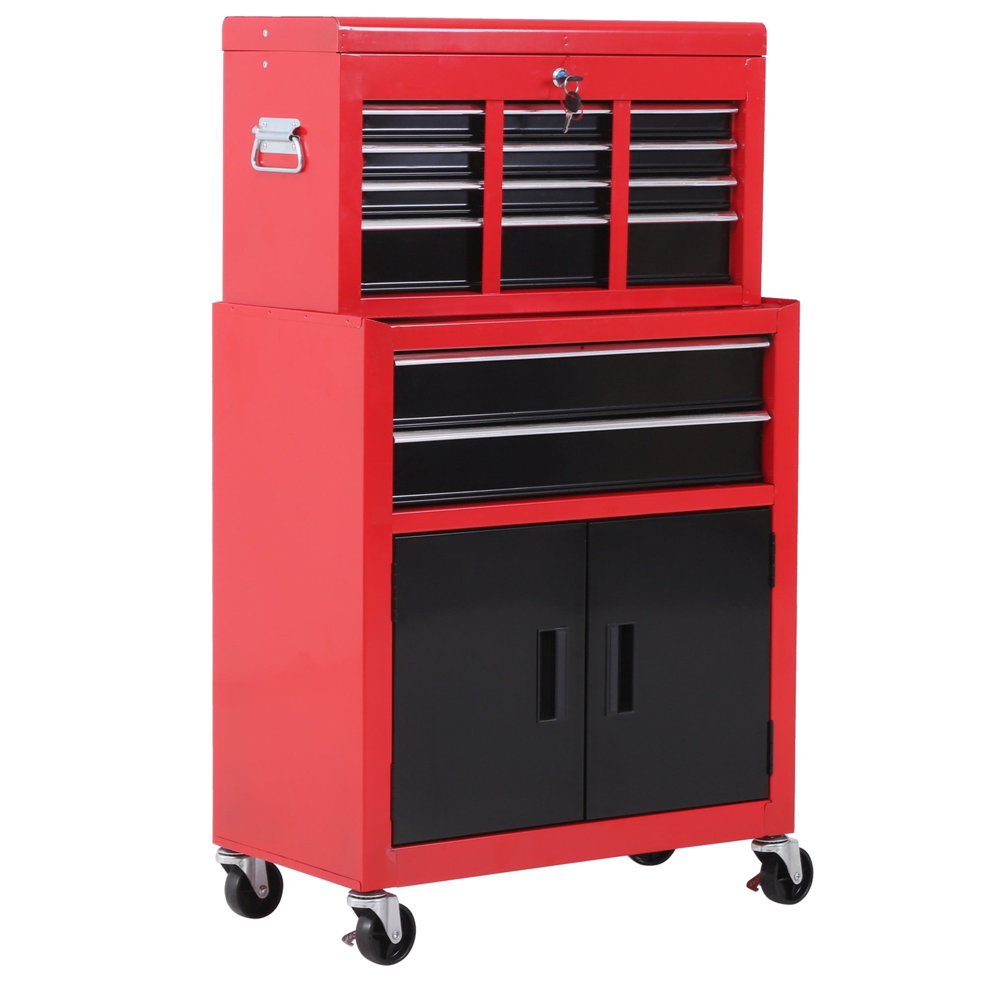 Rolling Tool Chest with Wheels and Drawers, 6-Drawer Tool Storage Cabinet, Detachable Organizer Tool Box Combo, Mobile Lockable Toolbox for Workshop Mechanics Garage Tool Organizers Red at Gallery Canada