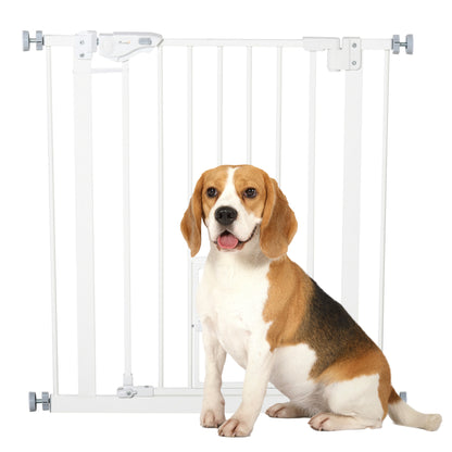 Pet Gate Extra Wide Press-Mounted with Cat Door, Auto Closing Pet Gate for Stair, Hallway, 29-32 Inch, White Houses, Kennels & Pens at Gallery Canada