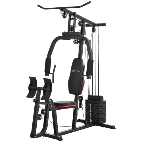 Home Gym Weights Machine, Multi Gym Lat Pulldown and Leg Workout Equipment with 99lbs Weight Stack