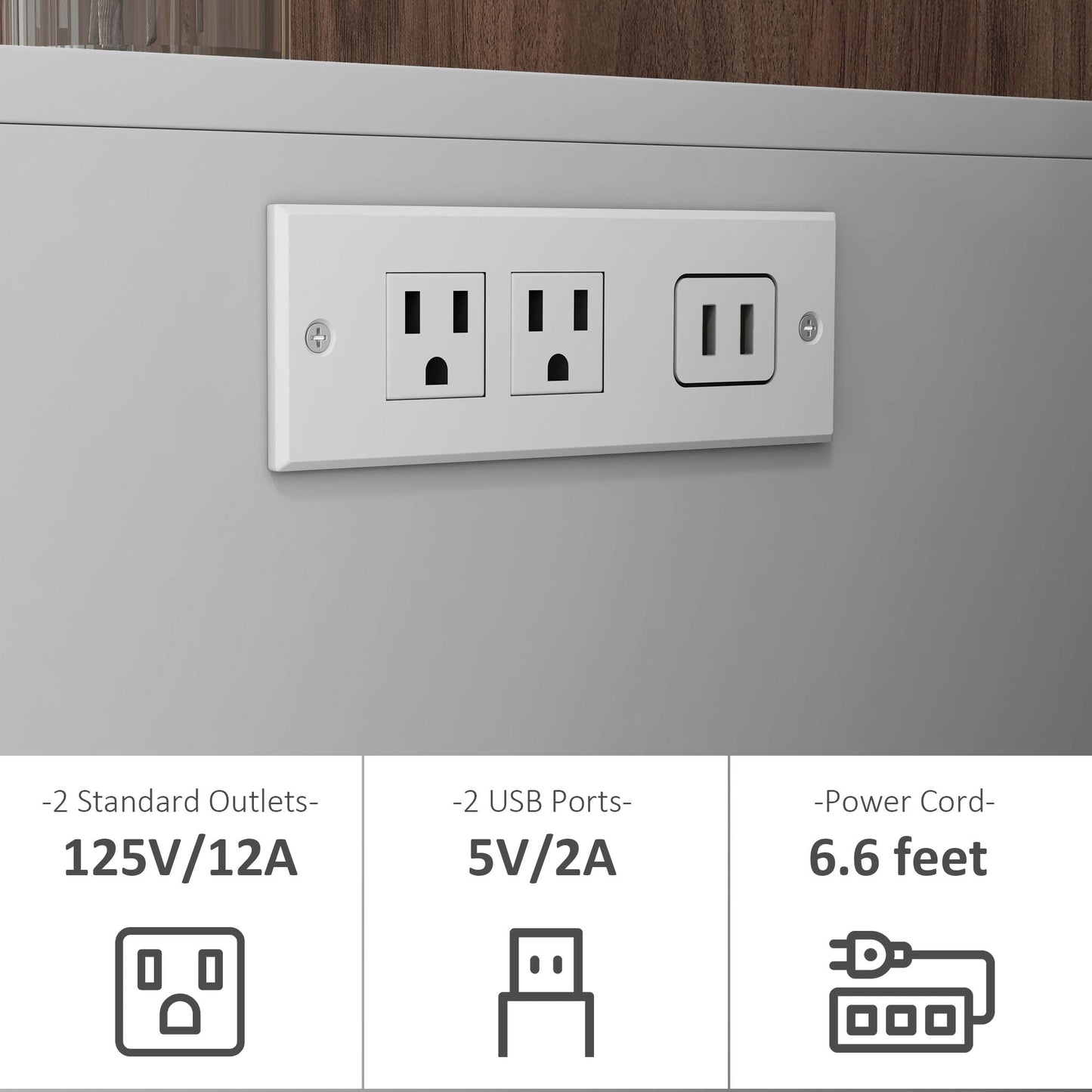 Bedside Table Set of 2, Side End Tables with Charging Station and USB Ports, LED Lights, 19" x 17" x 22", White Bedside Tables   at Gallery Canada