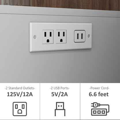 Bedside Table Set of 2, Side End Tables with Charging Station and USB Ports, LED Lights, 19" x 17" x 22", White Bedside Tables   at Gallery Canada