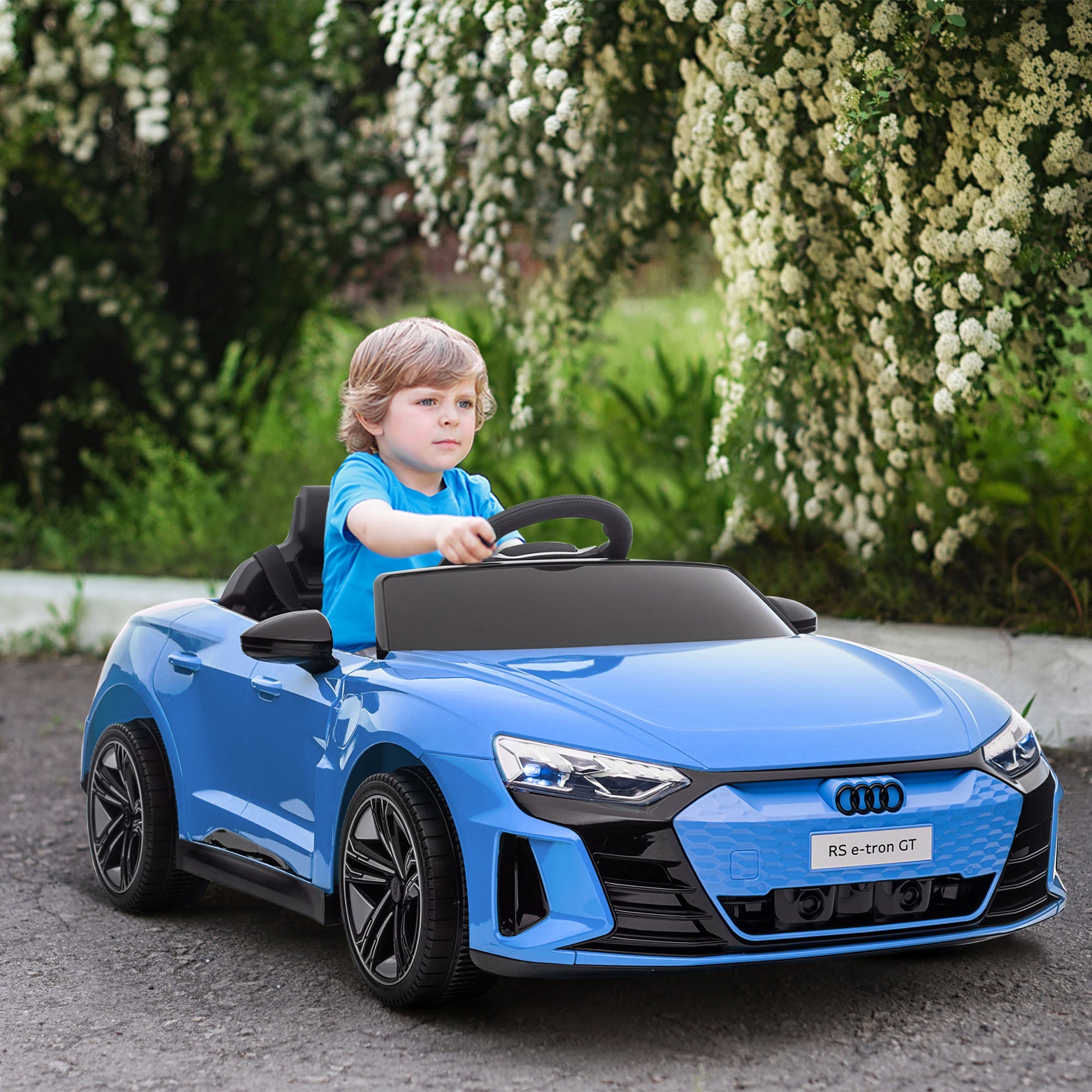 Electric Ride On Car with Remote Control, 12V 3.1 MPH Kids Ride-On Toy for Boys and Girls with Suspension System, Horn Honking, Music, Lights, Blue Electric Toy Cars   at Gallery Canada