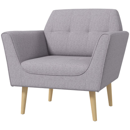 Upholstered Armchair, Modern Accent Chair with Tufted Pattern, Rubber Wood Legs for Living Room, Bedroom, Grey Accent Chairs Multi Colour  at Gallery Canada