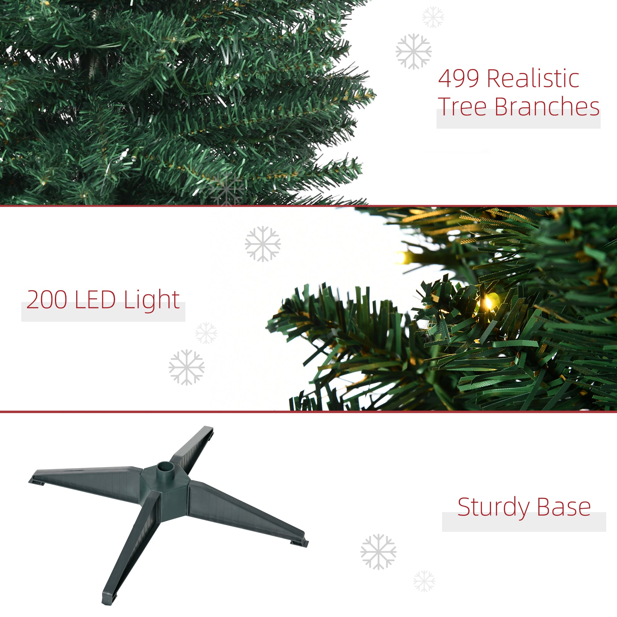 7' Pre Lit Artificial Pencil Christmas Trees, Xmas Tree with Realistic Branches and Warm White LED Lights, Green Pencil Christmas Trees   at Gallery Canada