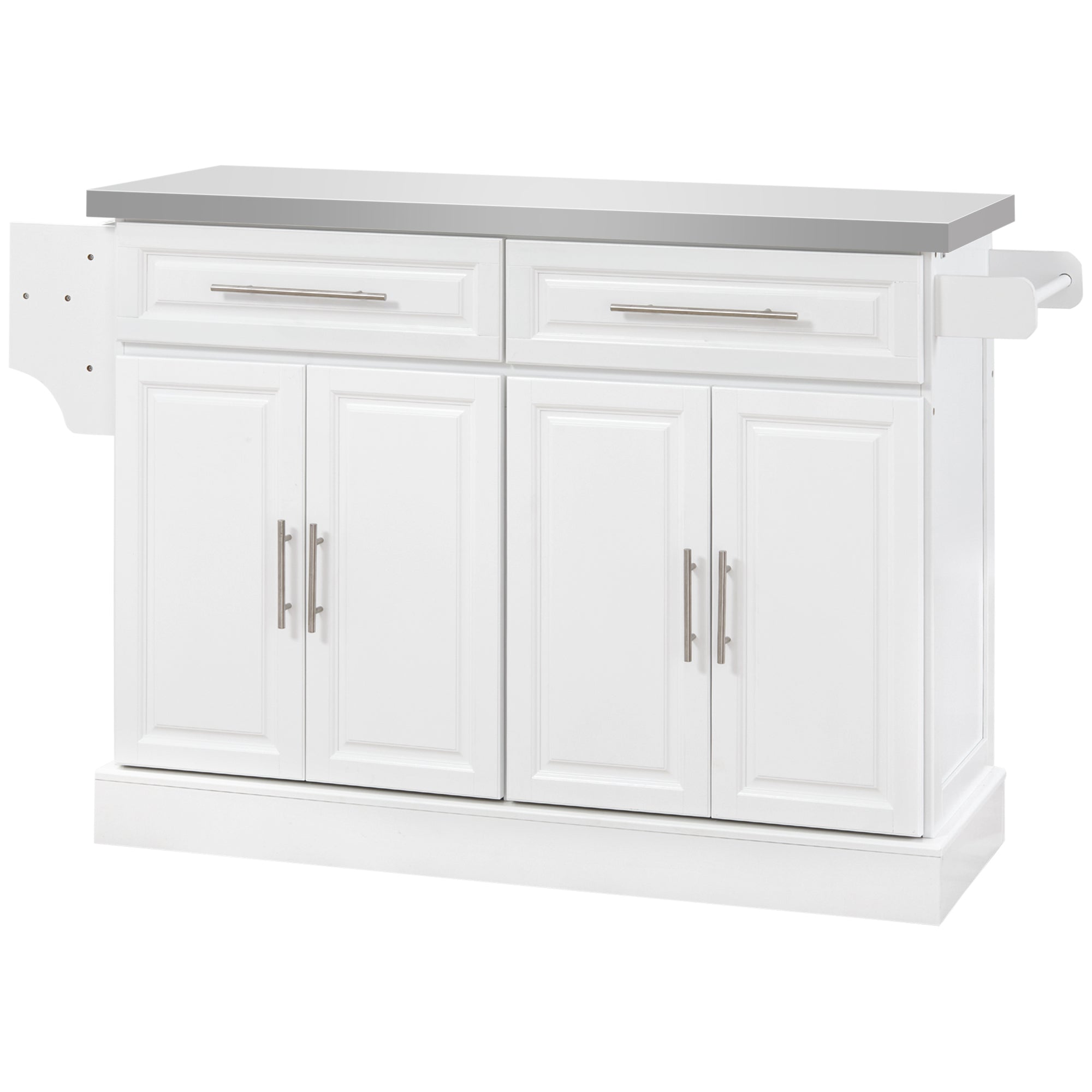Rolling Kitchen Island with Storage and Stainless Steel Top, Kitchen Trolley with Drawers, Cabinets, Towel Rack Kitchen Islands & Kitchen Carts at Gallery Canada