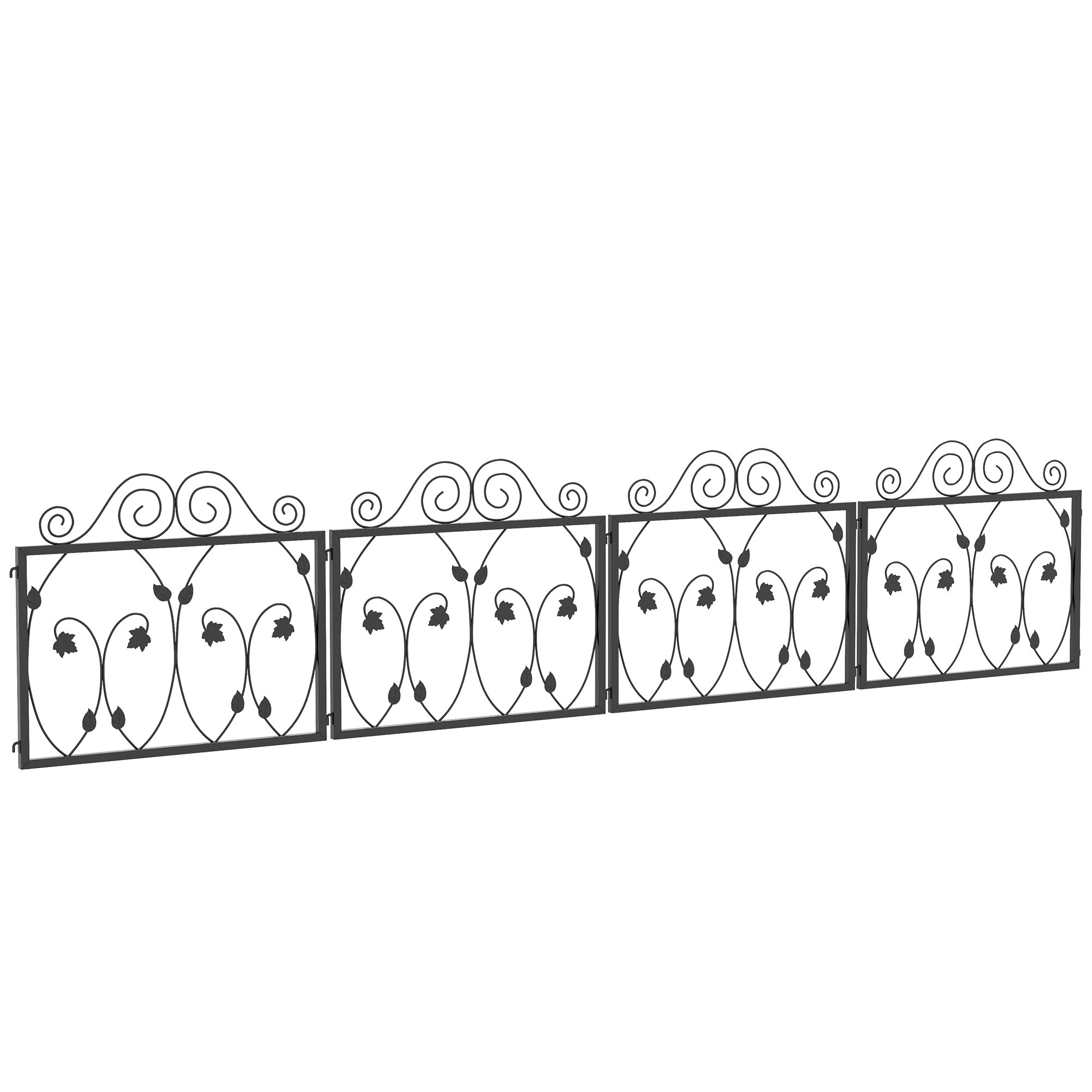 4 Pack Garden Fence, Metal Wire Fencing Border, Scroll Flower Edging Animal Barrier for Landscape, Backyard, Black Garden Fences at Gallery Canada