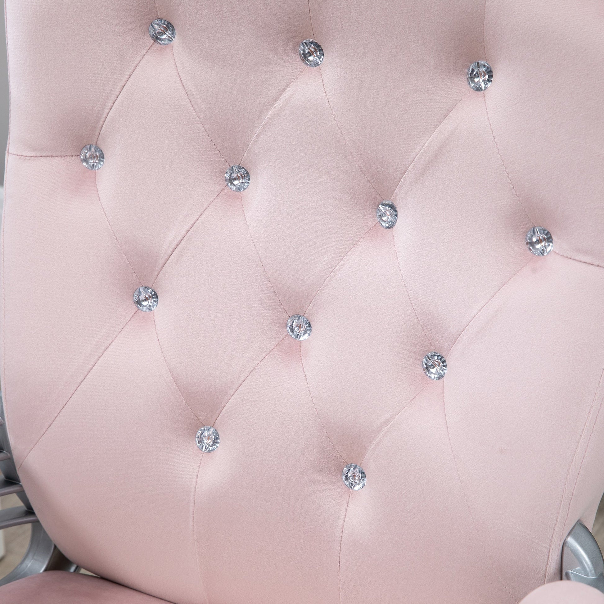 Office Chair, Velvet Computer Chair, Button Tufted Desk Chair with Swivel Wheels, Adjustable Height, Tilt Function, Pink Executive & Manager Chairs   at Gallery Canada