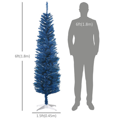 6ft Pencil Christmas Trees, Artificial Christmas Tree for Xmas Holiday Decor, Deep Blue Pencil Christmas Trees   at Gallery Canada