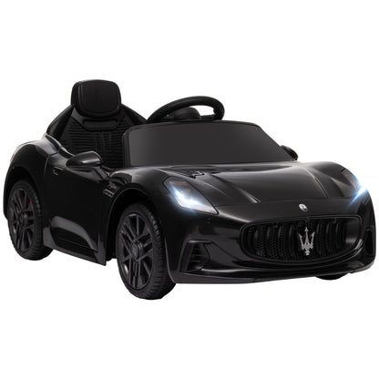 12V Maserati Gran Turismo Licensed Kids Electric Car w/ Remote Control, Soft Start, LED Lights, Music, Horn, MP3, Black Electric Toy Cars   at Gallery Canada