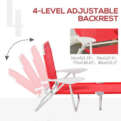 Outdoor Sun Lounger, Folding Chaise Lounge with 4-level Adjustable Backrest Lounger Chairs   at Gallery Canada