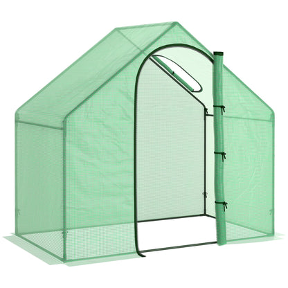 6x3.3x5.5ft Walk-in Greenhouse with Door & Window, Steel Frame, PE Cover, Green Walk In Greenhouses Green  at Gallery Canada