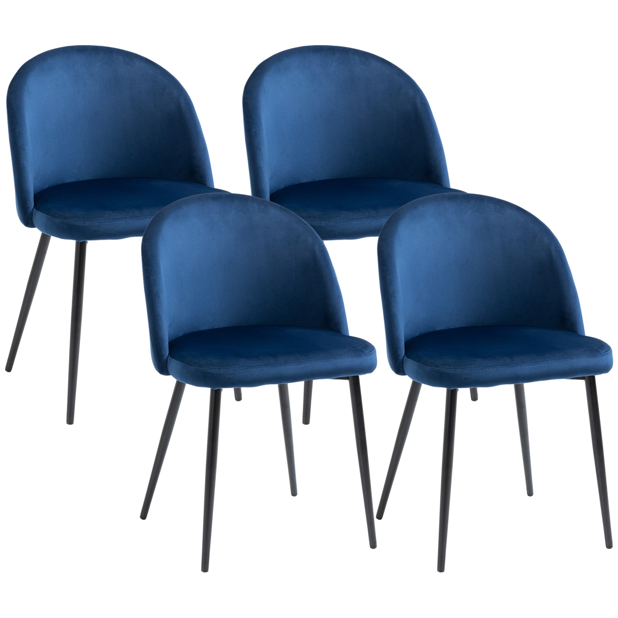 Modern Dining Chairs, Mid-Back Velvet-touch Upholstery Side Chair, Table Chair for Living Room, Dining Room, Dark Blue, Set of 4 Bar Stools   at Gallery Canada