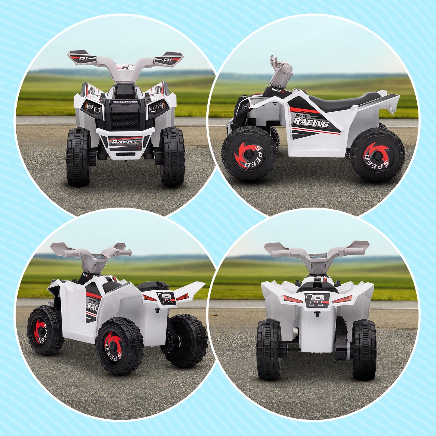 6V Quad Kids Electric Car with Wear-resistant Wheels, for Boys and Girls Aged 18-36 Months, White Electric Toy Cars   at Gallery Canada