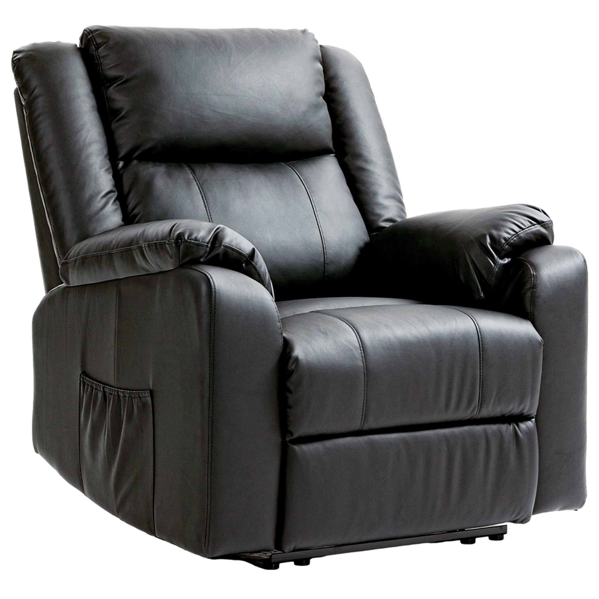 PU Leather Reclining Chair, Recliner Chair for Living Room with Footrest and 2 Side Pockets, Black Single Sofas Black  at Gallery Canada