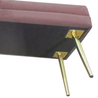 End of Bed Bench, Velvet-feel Upholstered Bench with Thick Padded Seat and Steel Legs, Modern Bedroom Bench, Pink Storage Ottomans & Benches   at Gallery Canada