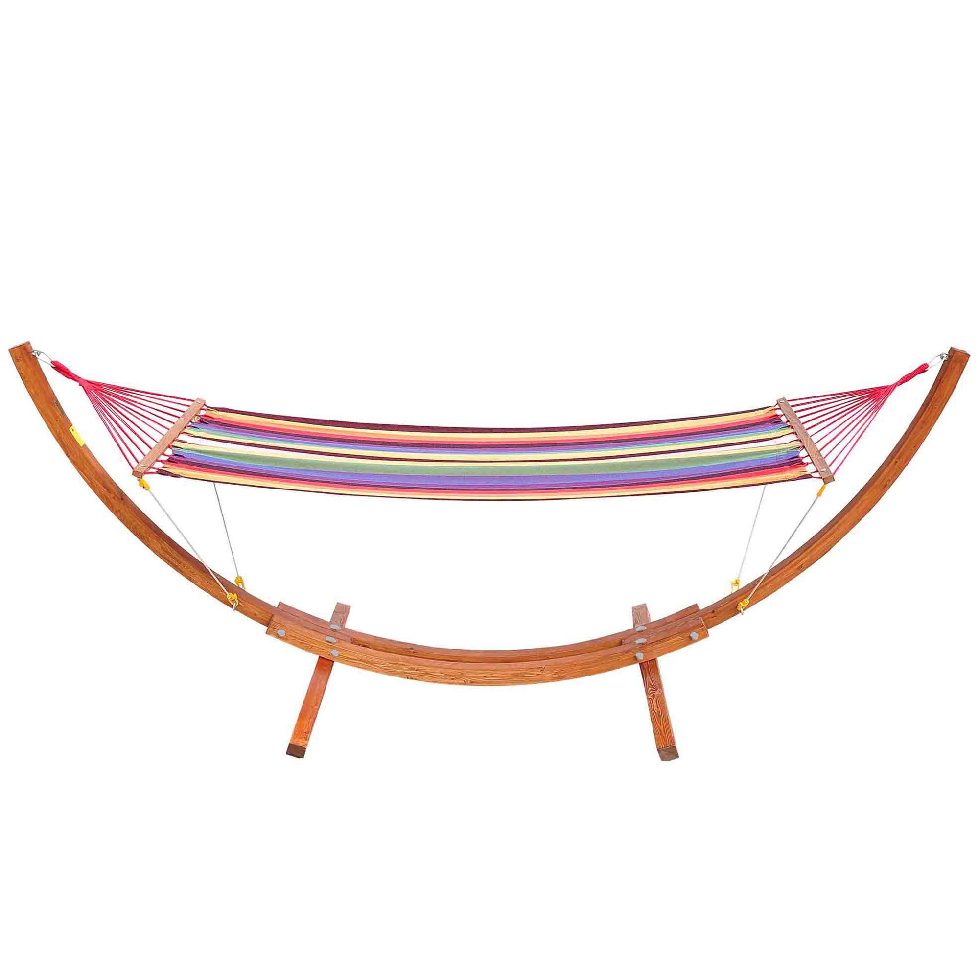 10' Outdoor Swing Hammock, Hammock with Wood Stand Rainbow Bed, Heavy Duty Roman Arc Hammock for Patio, Backyard, Balcony, Porch, Multi Color Hammocks with Stand at Gallery Canada