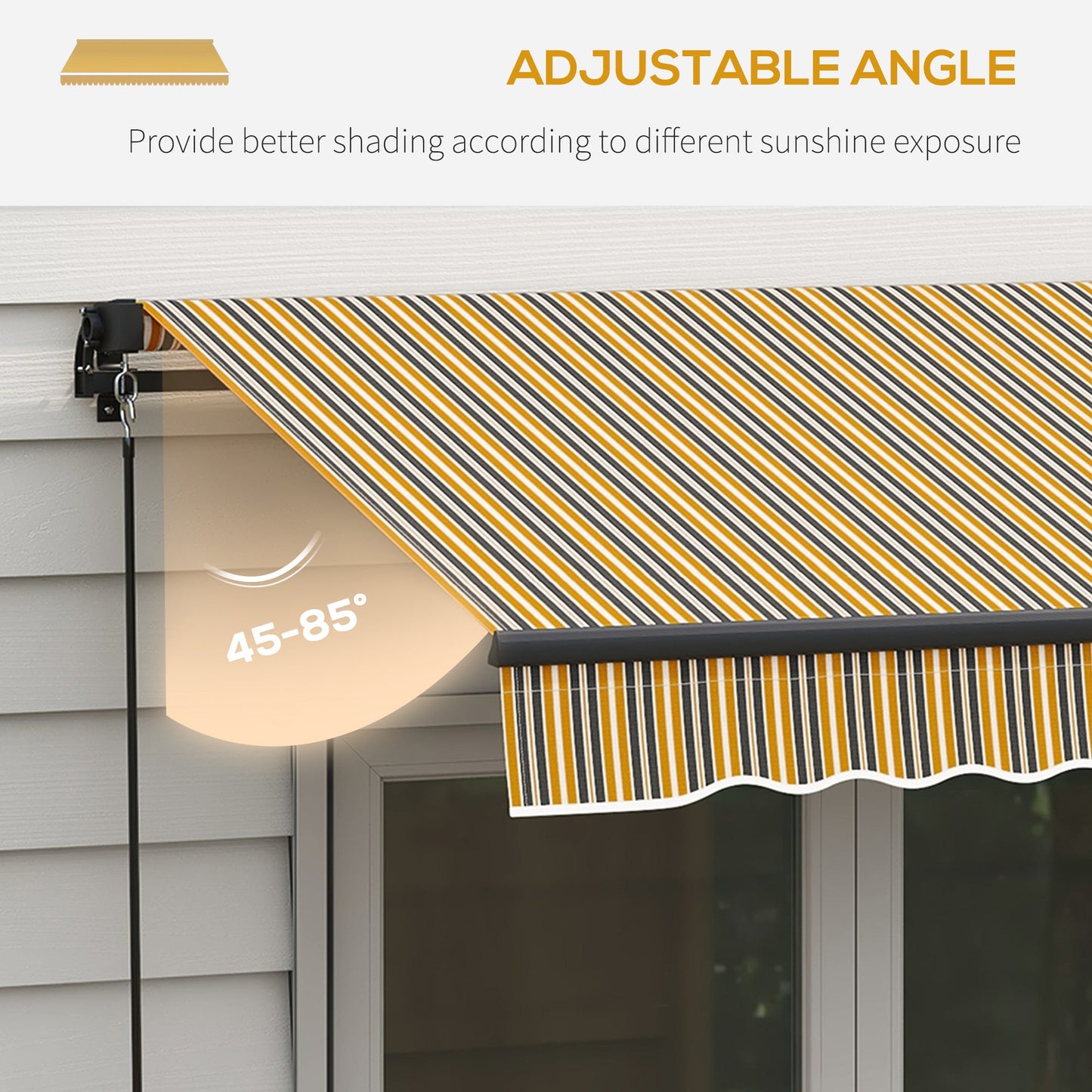 8' x 6.5' Retractable Awning, 280gsm UV Resistant Sunshade Shelter for Deck, Balcony, Yard, Yellow and Grey Patio Awnings   at Gallery Canada