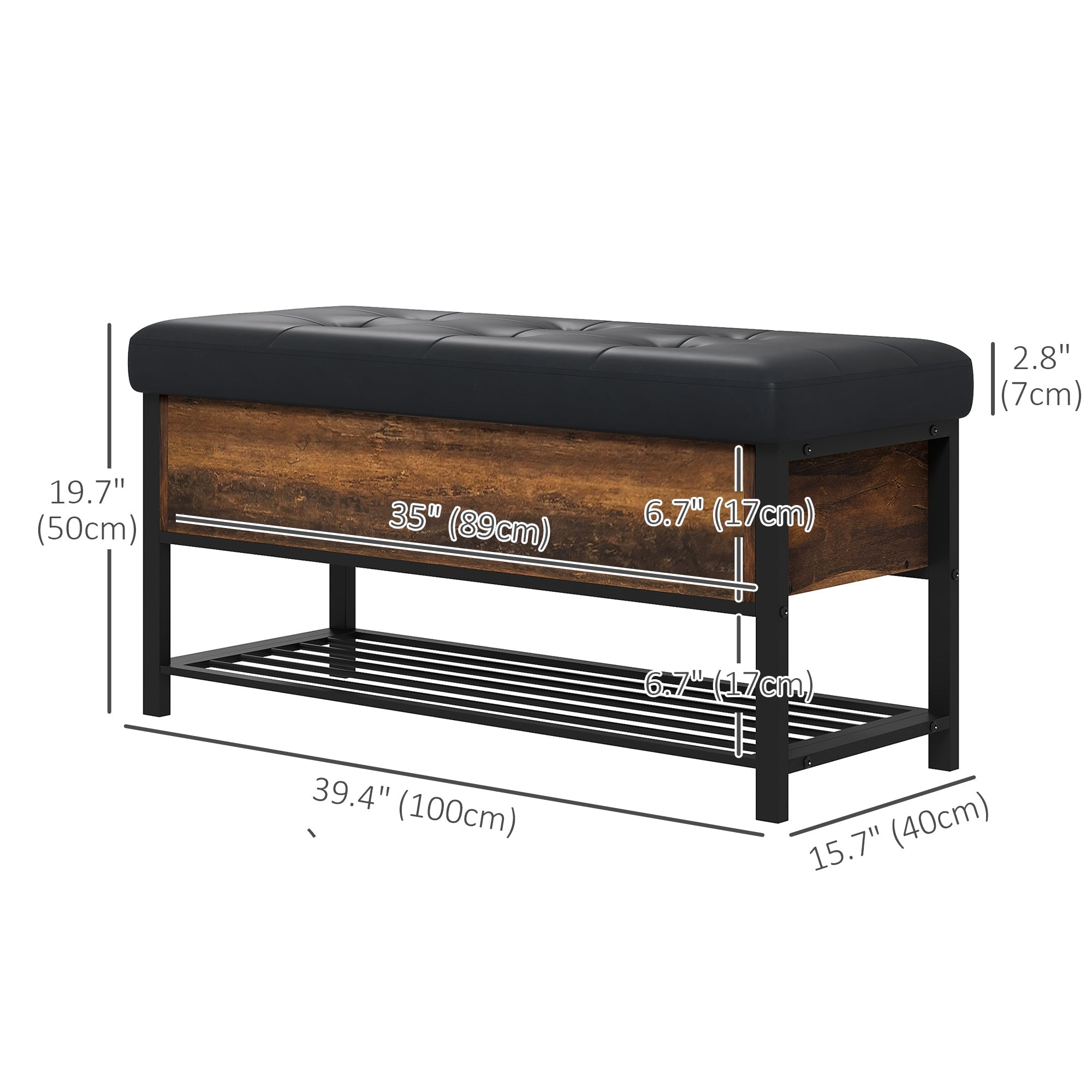 Shoe Storage with Seat, Upholstered Hallway Bench, Shoe Bench with Flip Top and Hidden Space for 3 Pairs of Shoes Shoe Storage Cabinets & Racks   at Gallery Canada