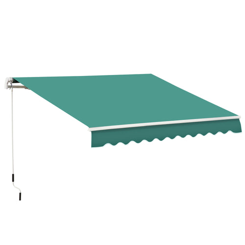 10' x 8' Manual Retractable Awning, Sun Shade Shelter Canopy, with Aluminum Frame and UV Protection for Patio Deck Yard Window Door, Green