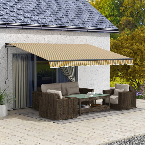 13' x 10' Retractable Awning, 280gsm UV Resistant Sunshade Shelter, for Deck, Balcony, Yard, Amber and Dark Grey