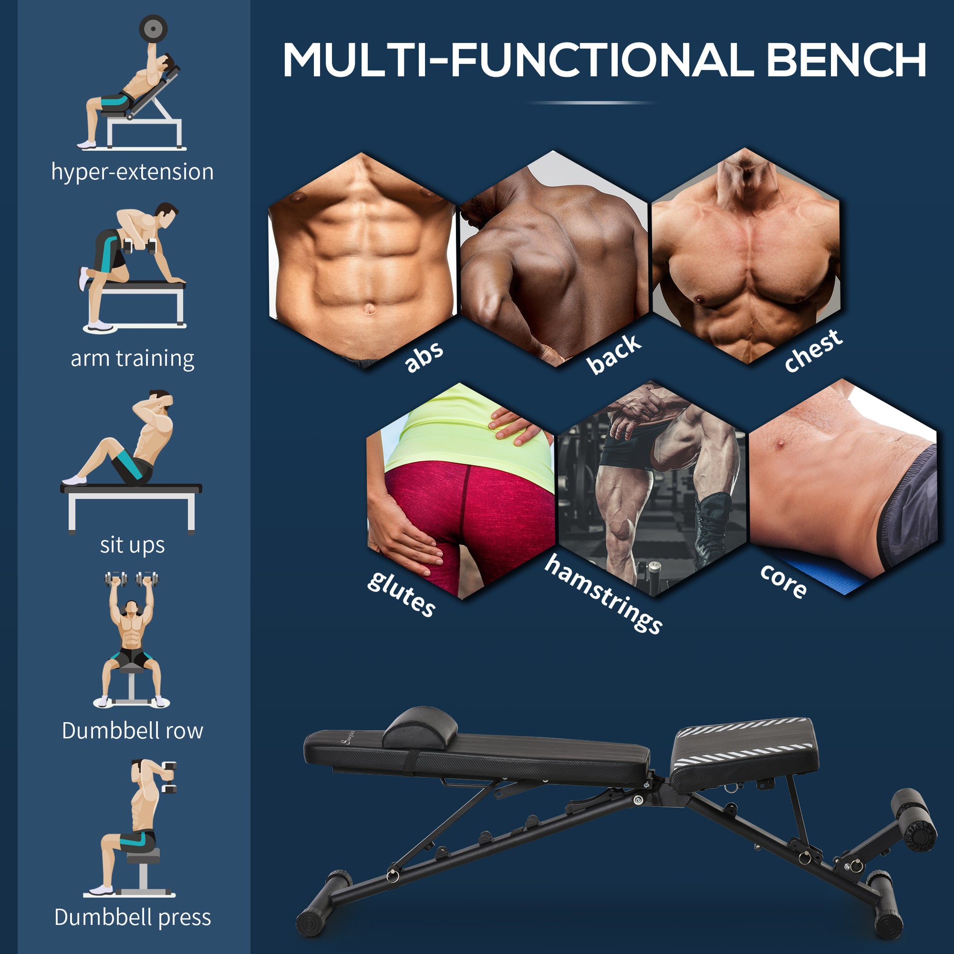 Multi-purpose Weight Bench Workout Bench with Adjustable Seat and Back Angle for Home Gym Weight Benches   at Gallery Canada