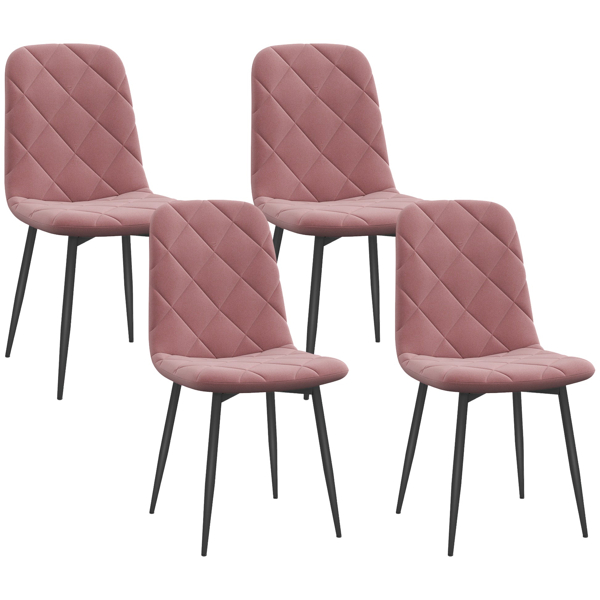 Dining Chairs Set of 4, Upholstered Dining Room Chairs with Steel Legs, Modern Kitchen Chair for Dining Room, Pink Dining Chairs   at Gallery Canada