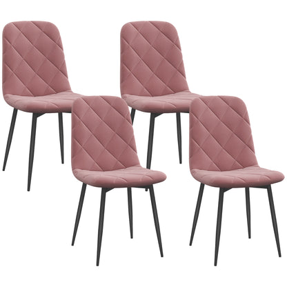 Dining Chairs Set of 4, Upholstered Dining Room Chairs with Steel Legs, Modern Kitchen Chair for Dining Room, Pink Dining Chairs   at Gallery Canada