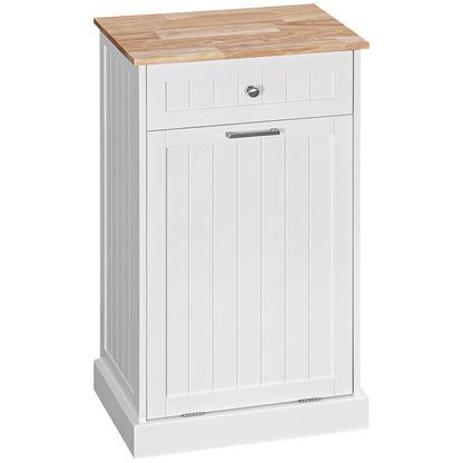 Kitchen Tilt Out Trash Bin Cabinet, Free Standing Recycling Cabinet, Trash Can Holder with Drawer, White Storage Cabinets   at Gallery Canada