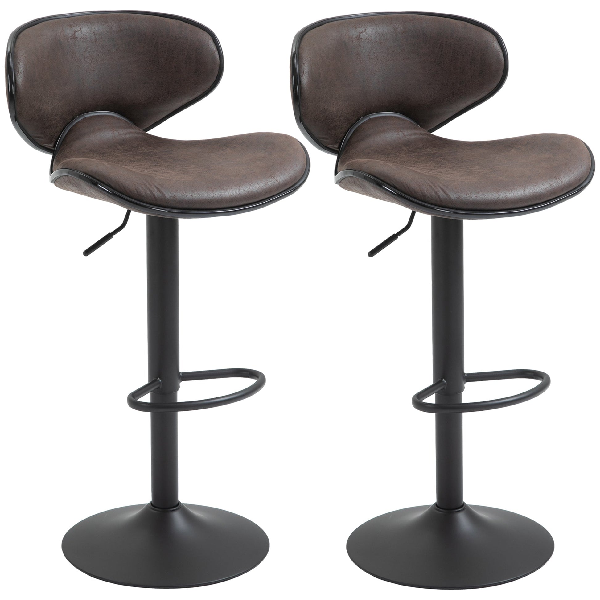 Adjustable Bar Stools Set of 2, Swivel Barstools with Back and Footrest, Microfiber Cloth Counter Height Bar Chairs for Kitchen, Dining Room, Espresso Bar Stools ‎Espresso  at Gallery Canada