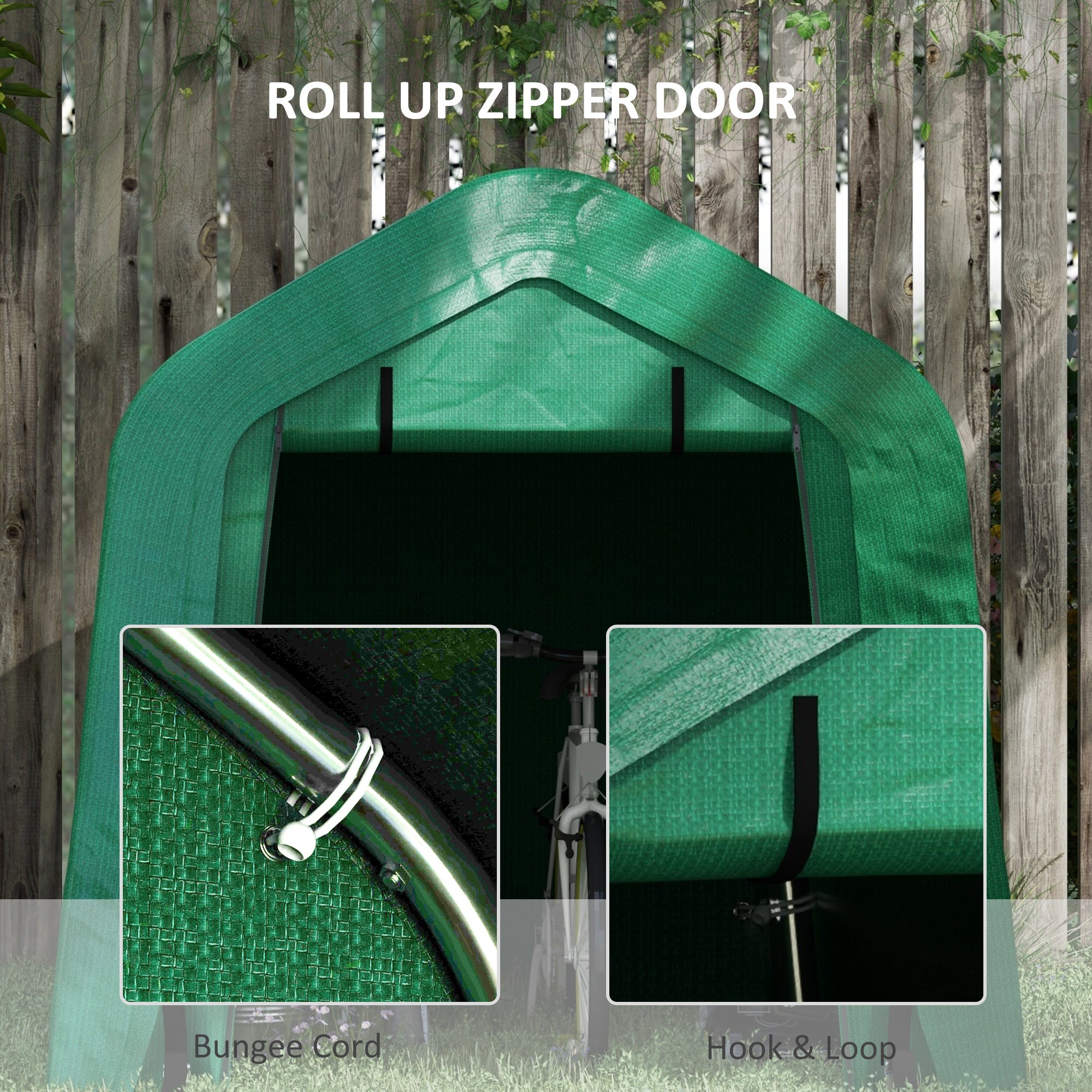 8' x 6' Carport with Sidewalls and Roll-up Door, Outdoor Storage Shelter for Motorcycle and Car, Green Car Shelters at Gallery Canada