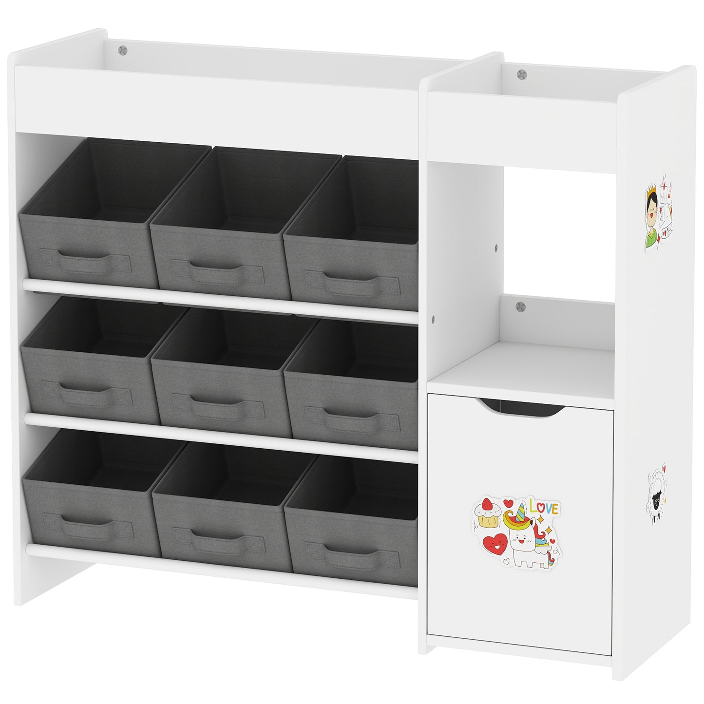 Toy Storage Organizer with 9 Non-Woven Fabric Boxes, Storage Cabinet &; Shelves, for Kids Room, Nursery, Playroom, White Bookshelves & Bookcases at Gallery Canada