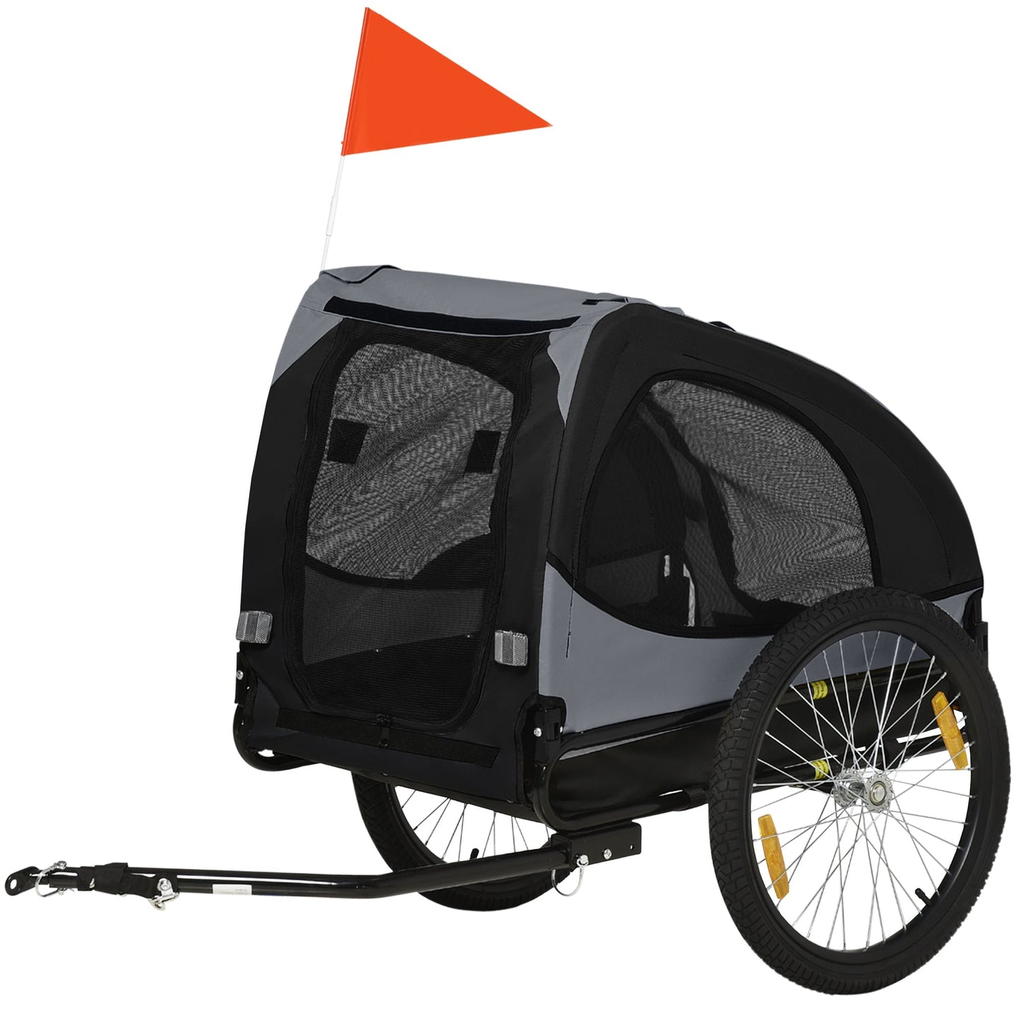 Dog Bike Trailer with Hitch Coupler, Quick Release Wheels, Reflectors, Flag for Medium Dogs, Black Dog Bike Trailers & Strollers Black  at Gallery Canada