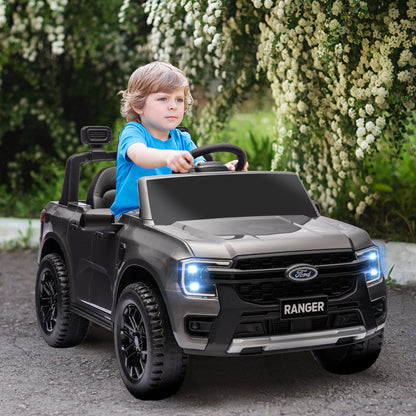 Ford Ranger Licensed 12V Ride on Car Battery Powered Kids Truck w/ Rear Storage Remote, Spring Suspension, Grey Electric Toy Cars   at Gallery Canada