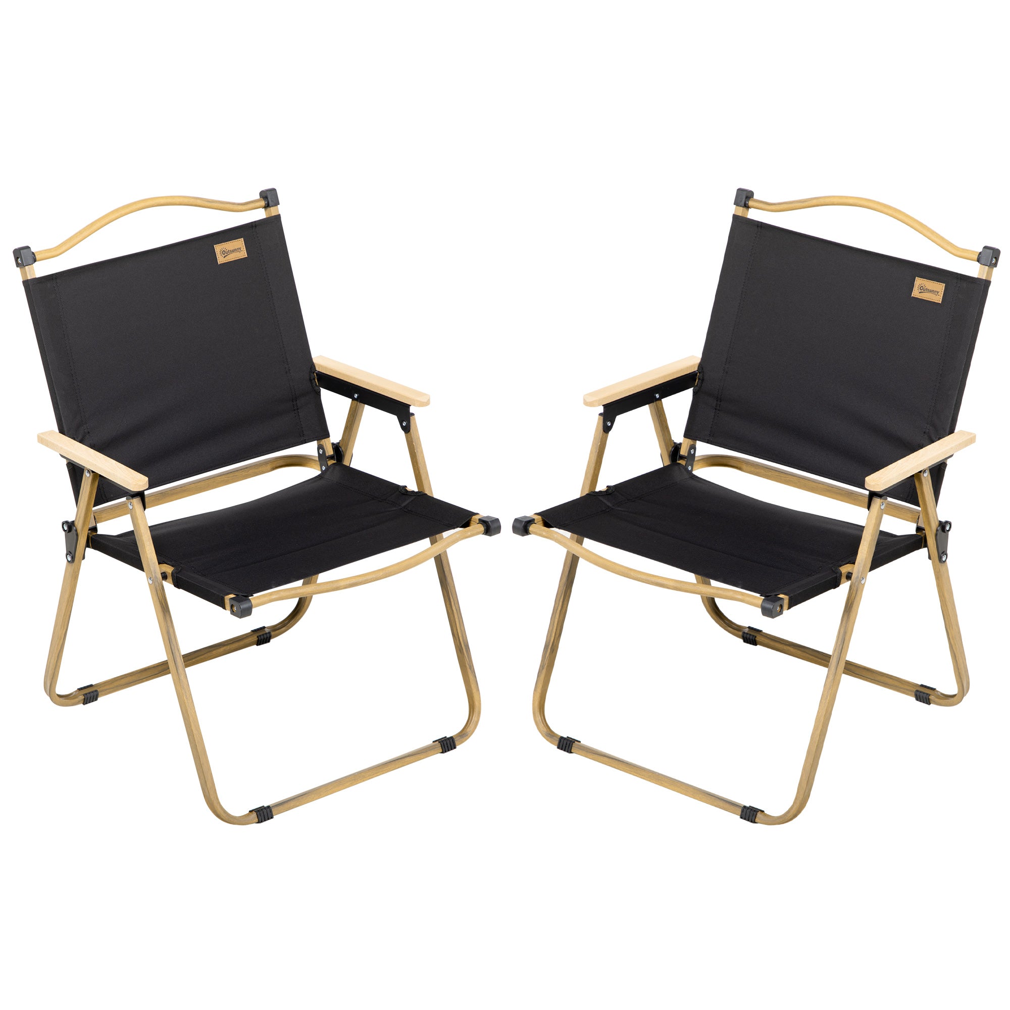 Set of 2 Camping Chair, Lightweight Folding Chair, Portable Armchairs, Excellent for Festivals, Fishing, Beach and Hiking, Black Picnic Tables & Camping Chairs Black at Gallery Canada