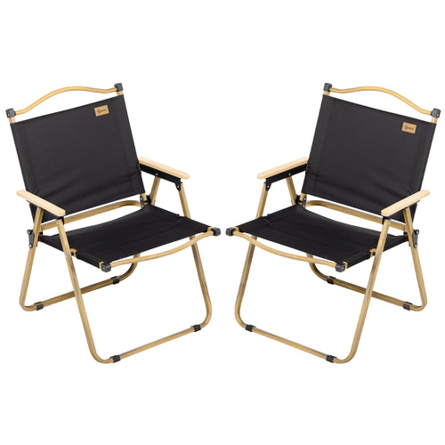 Set of 2 Camping Chair, Lightweight Folding Chair, Portable Armchairs, Excellent for Festivals, Fishing, Beach and Hiking, Black