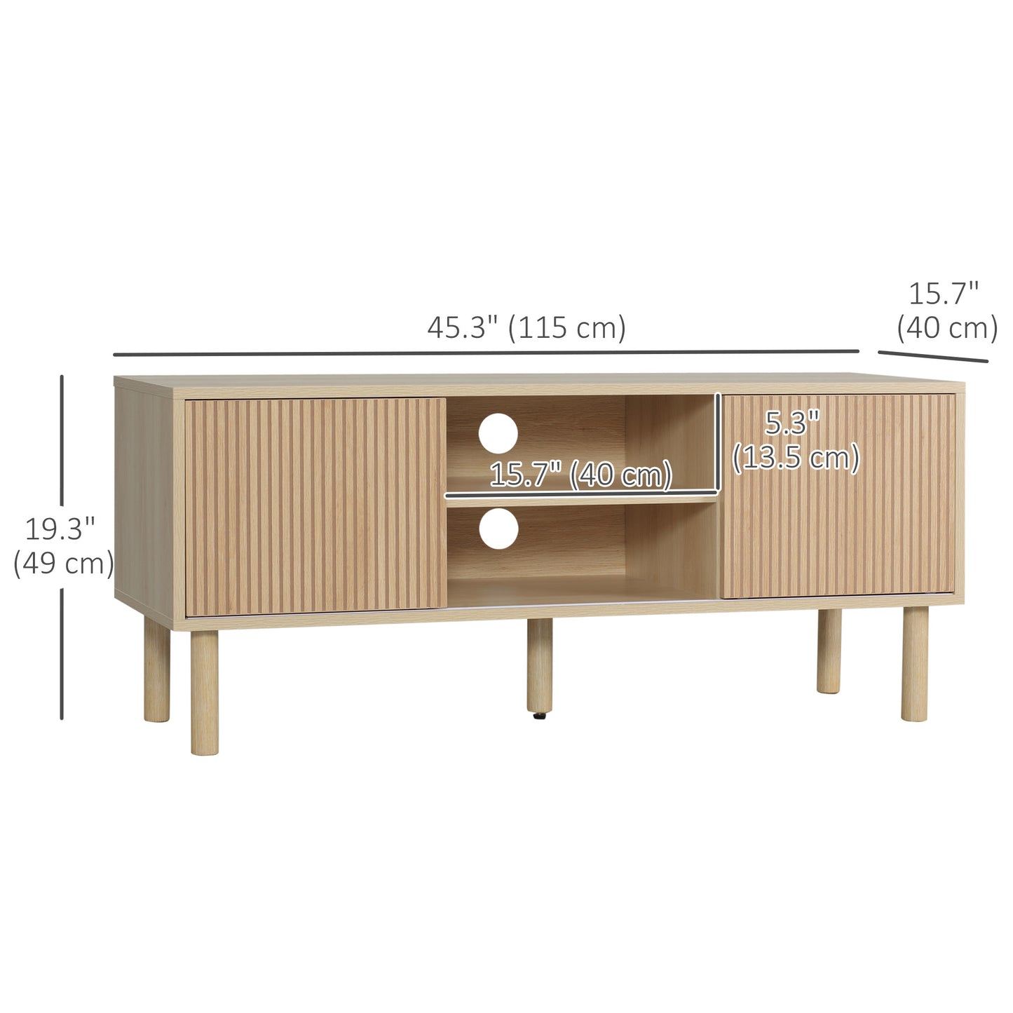 Modern TV Stand for TVs up to 50", TV Cabinet with Storage Shelves for Living Room, Natural TV Stands   at Gallery Canada