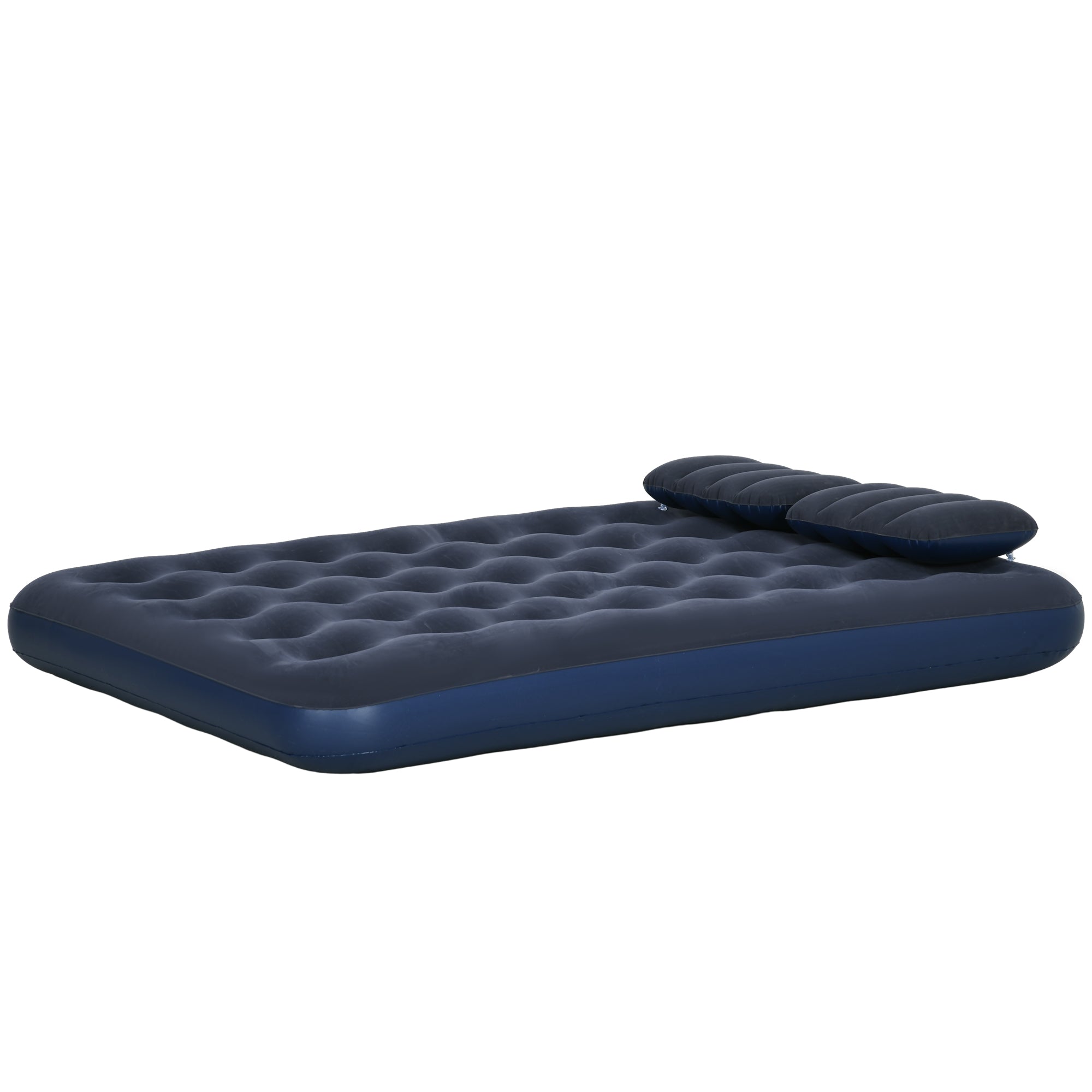 Queen Size Air Mattress Camping Air Bed with 2 Pillows and Hand Pump, Blue Camping Cots Blue at Gallery Canada