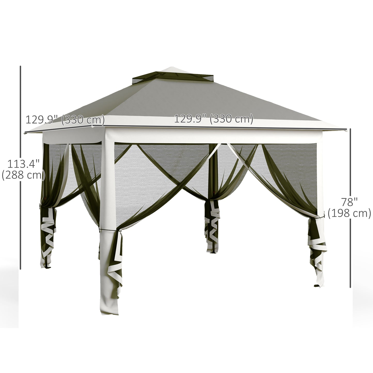 11' x 11' Pop Up Gazebo, Double Roof Foldable Height Adjustable Canopy Tent with Mesh Sidewalls, Carrying Bag, Dark Grey Pop Up Canopies at Gallery Canada